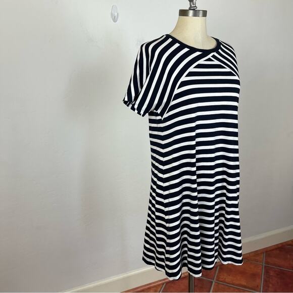 COS Navy Blue Stripe Short Sleeve Shirt Dress - Picture 2 of 8